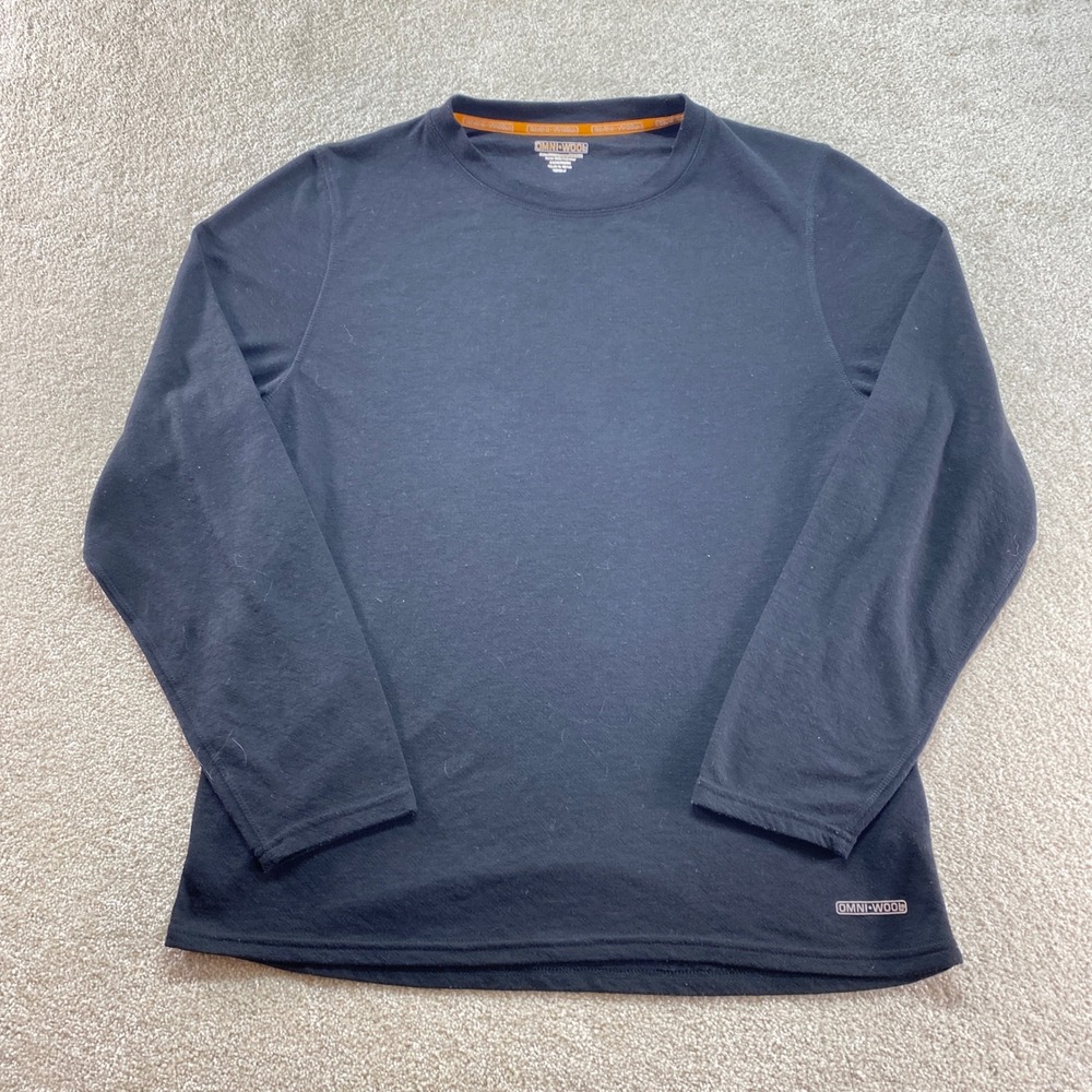 OMNI WOOL Shirt Mens XL Black Long Sleeve Base Layer‎ Thermal